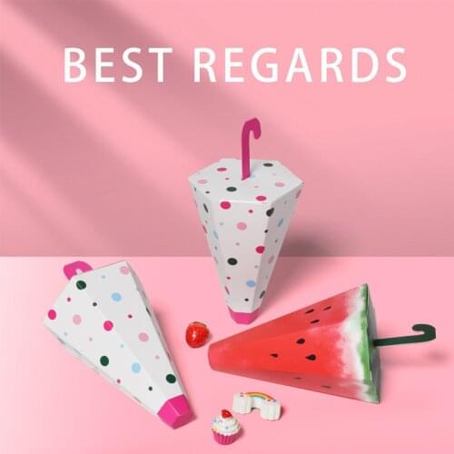 10cps Creative Cartoon Umbrella Candy Gift Box Snack Packaging Color Wave Point Gift Candy Boxes