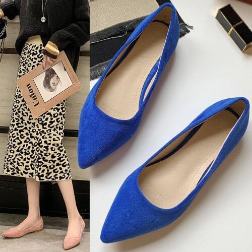 2020 Fashion Women Shoes Woman Flats high quality suede slip-on shoes pointed toe Rubber Women Flat Shoes Ballet plus size