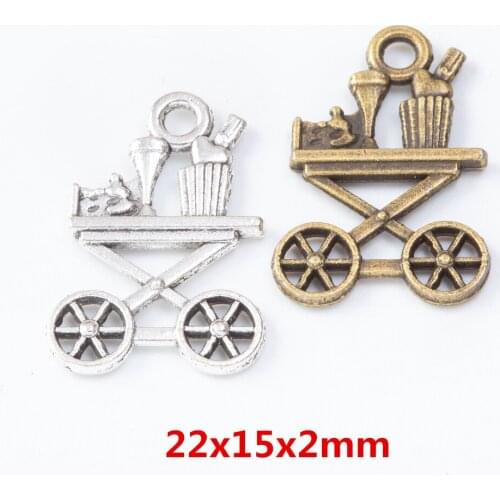 55 pieces of retro metal zinc alloy dining car pendant for DIY handmade jewelry necklace making 7618