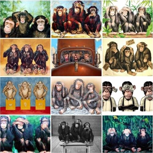 5D Diamond Painting Full Drill Round Monkey Cartoon Picture Of Rhinestones Diamond Embroidery Animals Cross Stitch Mosaic Decor