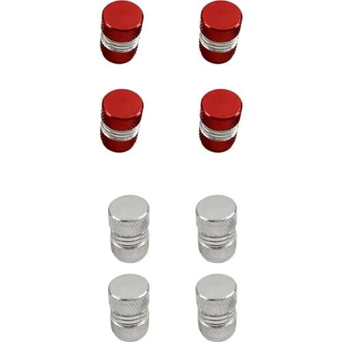 8 Pieces Car Truck Wheel Tire Air Valve Stem Caps Dust Covers Red+Silver