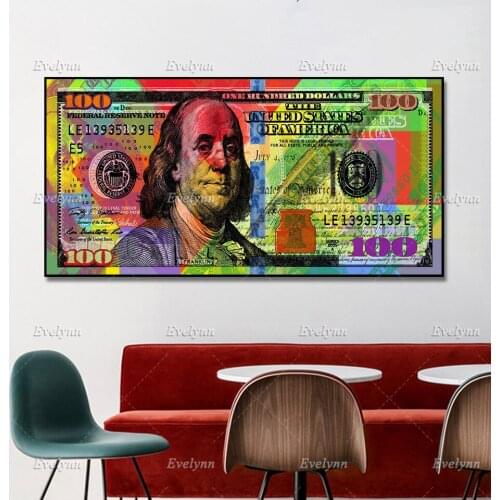 100 Dollars Abstract Oil Painting Posters and Print on Canvas Wall Art Pictures for Living Room Modular Pictures Home Decoration