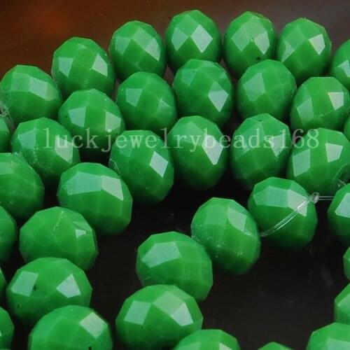 Free Shipping Fashion Jewelry 5x8mm Green Faceted Crystal Loose Beads 70Pcs FG5768