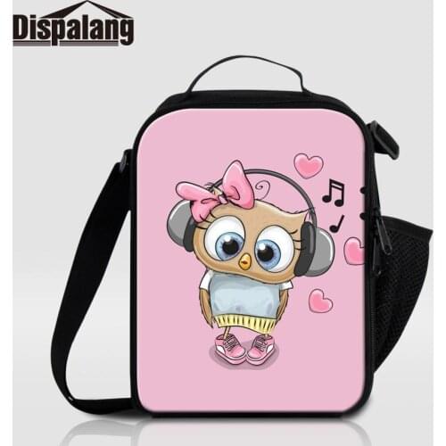 Cartoon Owl Fox Pig Kid Lunch Bags Thermal Insulated Boy Girl Small Canvas Messenger Food Cooler Bag For School Women Lunch Sack
