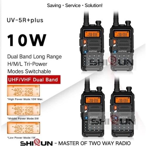 1 or 4pcs Walkie Talkie Long Range Baofeng 8W/10W Tri-Band UV-5R+Plus Radio for Hunting 10 km Upgrade of UV-5R Dual Band UHF VHF