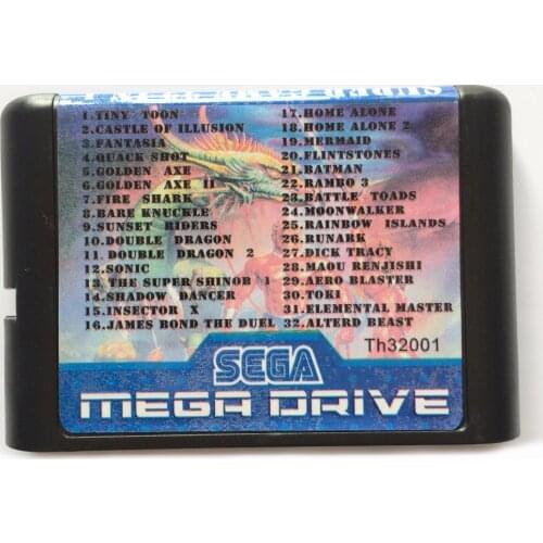 32 In 1 Multi Game Cartridge For 16 bit Sega Mega Drive / Genesis