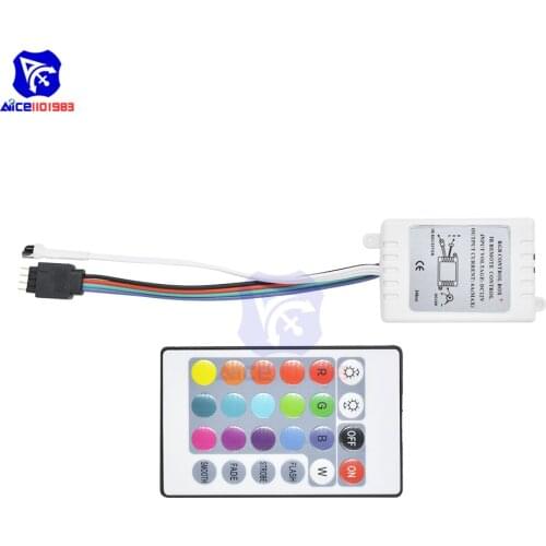 DC 12V 24 Key RGB LED IR Remote Controller with Controller Box for SMD 5050 3528 RGB LED Strip Lights