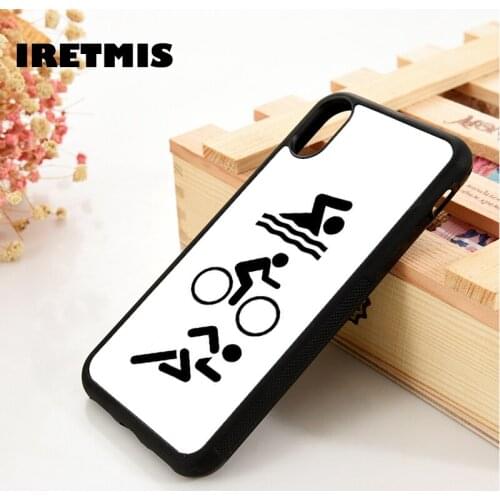 Iretmis 5 5S SE 6 6S Soft TPU Silicon phone case cover for iPhone 7 8 plus X Xs 11 Pro Max XR Triathlete Swim Bike Run Triathlon