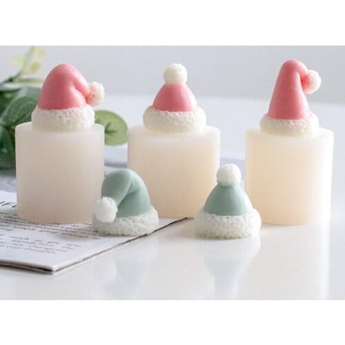 Simulation Christmas Hat Shape Scented Candle Silicone Resin Soap Mold Handmade Tools Plaster Decoration Bedroom Diffuser