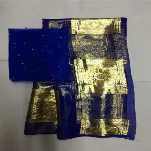 LX!High Quality African Metal Silk Fabric 5 + 2 Yards Chiffon African Silk Fabric For Ladies Party Clothing! F31317