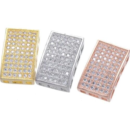 Micro Pave Large CZ 17*10mm Rectangular Connectors DIY Jewelry Accessories Copper Jewelry Clothing Accessories CHF142