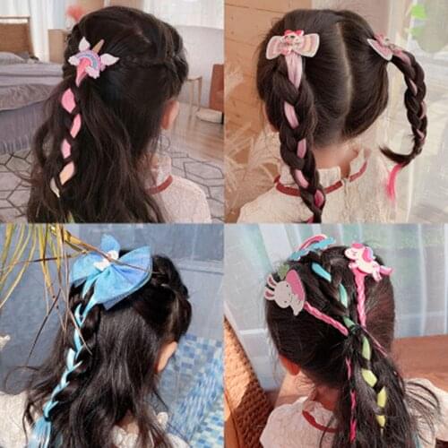 Girls Cute Colorful Wig Cartoon Unicorn Hair Clips Sweet Princess Hair Ornament Headband Hairpins Kids Fashion Hair Accessories
