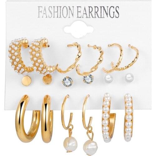 Multi-Style Pearl Earrings Earrings Set Ear Stud Allergy Pearl Wholesale A Set Of Pairs