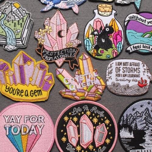 Crystal Iron on Patches On Clothes Patch Badges Embroidered Patch Natural Mountain Patch Adventure Patches For Clothing Stripes