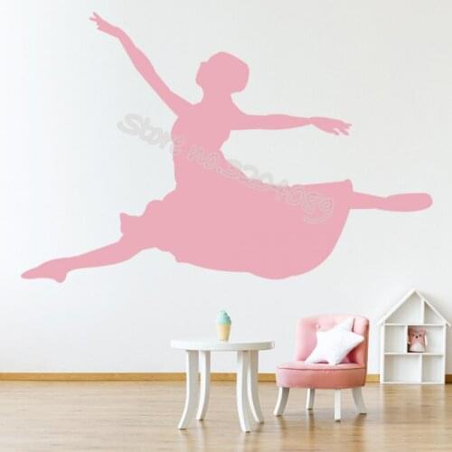 Ballerina Dance Wall Sticker leaping ballet girl Murals For Dance Studio Home Decor Girl bedroom Dance Training room decal EB249