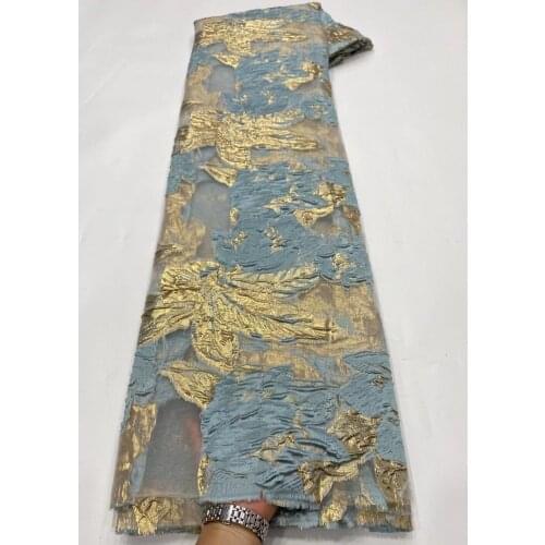 Latest African Brocade Jacquard Lace Fabric French Organza Mesh Cloth Nigerian Tulle Net Material For Sewing Dress POZ13