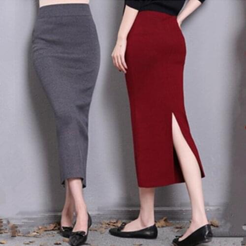2020 Autumn Winter High Waist Midi Lenght Tight Skirt Bodycon Pencil Skirts Elegant Womens Office skirts plus size XS-5XL 6XL