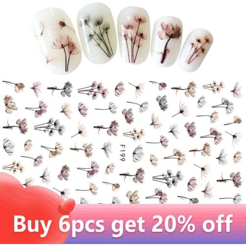 Flower Series Nail Water Decal Stickers Sakura Daisy Lavender Floral Pattern Transfer Sticker Manicure Nail Art Decoration