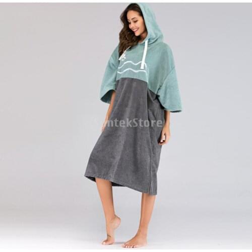 Unisex Changing Robe Towel Poncho Beach Wetsuit Bath Robe Poncho Towel Hood for Surfing Swimming Wetsuit Changing