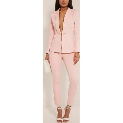 Pink Women Pantsuits Tuxedo 2 Piece Set(Jacket+Pants) Women Business Suit Female Office Uniform Ladies Pantsuits Custom Made