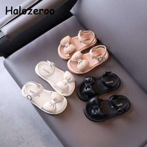 New Summer Kids Beach Sandals Children Bow Brand Shoes Baby Girls Princess Sandals Fashion Black Shoes Sweet Dress Sandalias