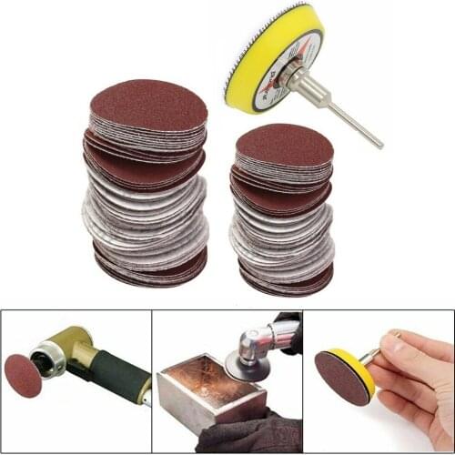 100Pcs 50mm 60/80/120/150/180/240/320/400/600/800 Grit Sanding Discs Grinding Pad Sheet With Backer Plate For Rotary Tool