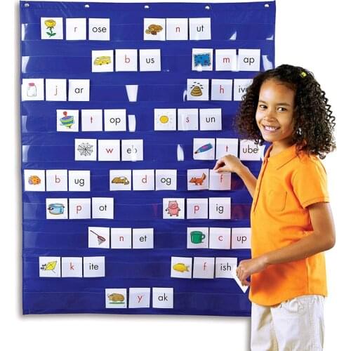 Standard Pocket Chart Education Learning Teaching For Home Scheduling Classroom Home Transparent Card Storage Hanging Bag