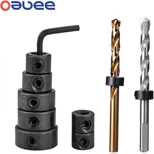 8 Pcs 3-16mm Woodworking Drill Locator Drill Bit Depth Stop Collars Ring Positioner Drill Locator Wood Drill Bit With Wrench
