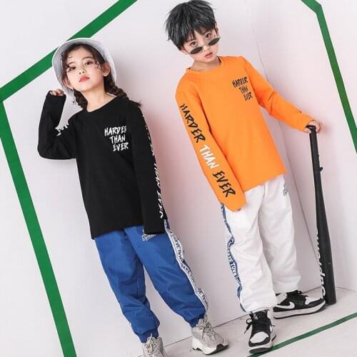 Hip Hop Kids Dancing Costumes for Girls Boys Jazz Ballroom Dance Clothes Child Party Show Stage Costumes Wear T Shirts Pants