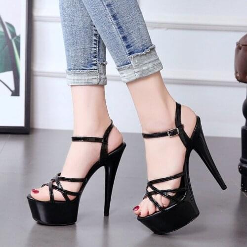Elegant Women Pumps Super High Heel Waterproof Platform Toe Sandals Fashion Summer Sexy Peep-Toe Women Gladiator Party Club Shoe