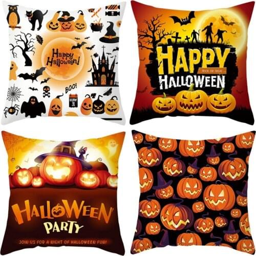 Cartoon Pumpkin Bat Ghost Pillowcase Halloween Decoration for Home Horror Halloween Party Supplies Accessories Haloween Ornament