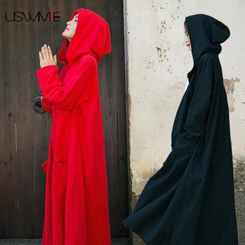 USWMIE Women's Hooded Trench Coats