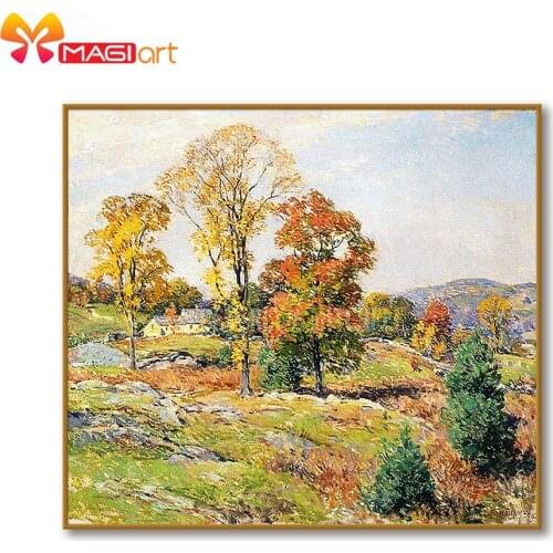 Cross stitch kits Embroidery needlework sets 11CT water soluble Canvas Patterns 14C Full Landscape forest-NCMS171