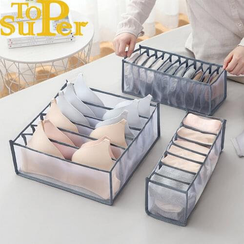 Bra Storage Boxes Underwear Organizer Sort Drawer Nylon Divider For Folding Ties Scarfs Socks Shorts Clothes Room Organization