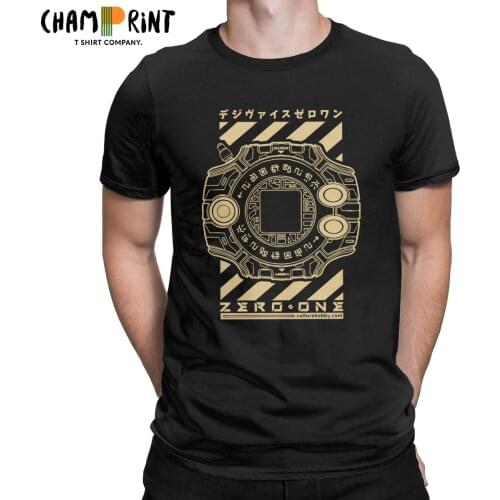 Funny Digimon Adventure Digivice T-Shirts for Men Crewneck Cotton T Shirts Short Sleeve Tee Shirt Plus Size Clothes