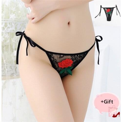 Women Sexy Lace embroidered Rose Flower Panties G-String Thong Printing Panties Temptation Panties For Women Erotic Panties