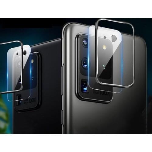 10PCS For Samsung Galaxy S20 Ultra S10 Note 10 Plus 5G Back Camera Metal Circle Ring Cover + Slim Lens Tempered Glass Film