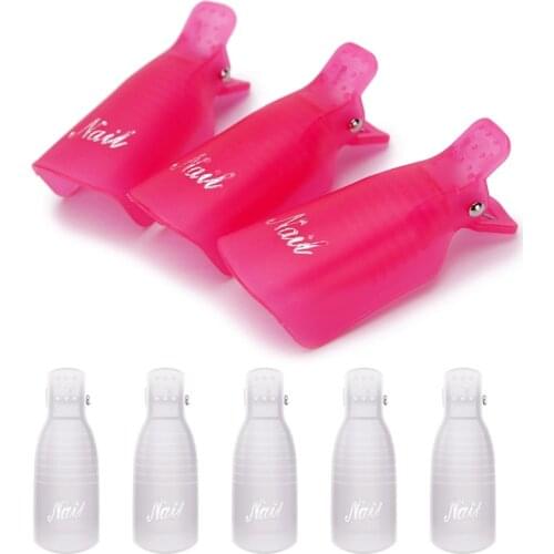 10 Pcs Plastic Nail Clip Nail Art Gel Polish Remover Soak Off Cleaner Cap Clip Random Colors