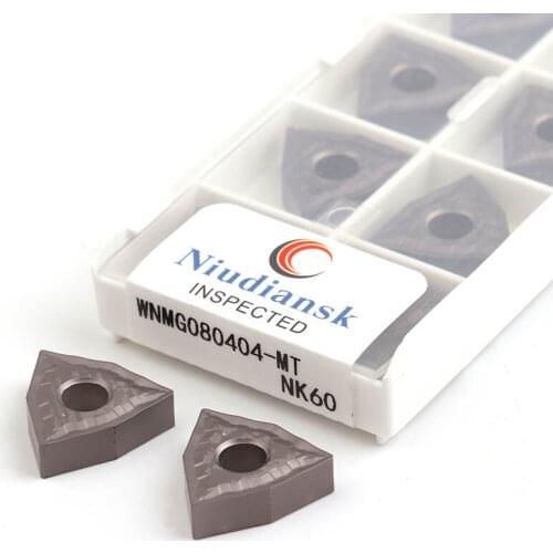10Pcs WNMG080404-MT NK60 WNMG080408 CNC Lathe Cemented Carbide Turning Tools Machining Sharp Cutting Metal Ceramics High Finish