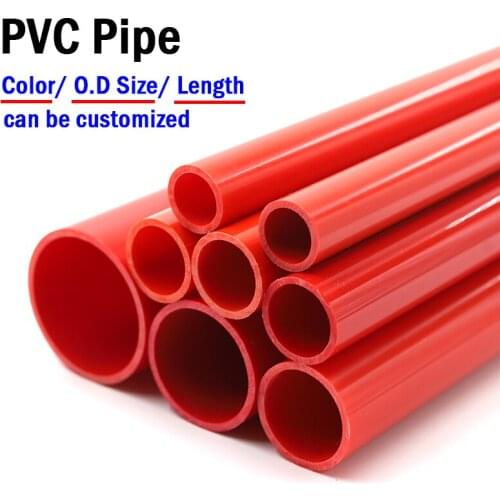 2Pc 50CM Long OD 20~50mm Red PVC Pipe Garden Irrigation Watering System pipe fittings Water Pipe PLASTIC Tube Home DIY Pipe