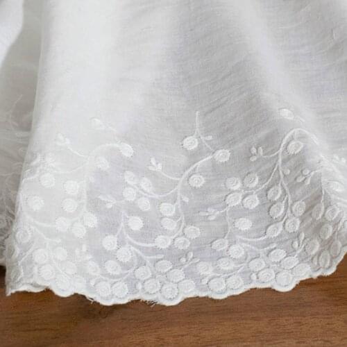 2 yards/length High-quality Cotton Embroidery 21cm Rose Dot Cotton Lace DIY Fabric Clothing Wedding Curtain Lace
