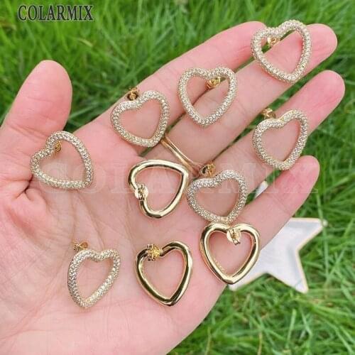 3 Pairs Heart Stud earrings Zircon stud earrings Heart earrings women jewelry Gold color stud earrings jewelry 31472