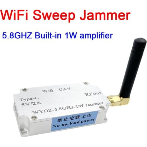 5.8GHZ WiFi Sweep Jammer 1W power amplifier + antenna TYPE-C POWER for 5.8G prevent Frequency wifi Bluetooth interference shield