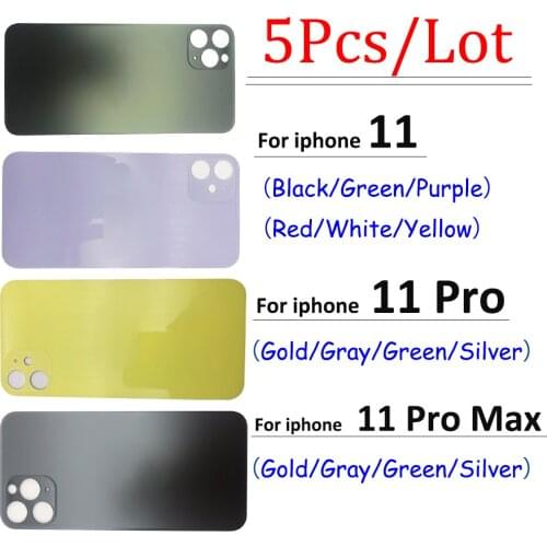 5Pcs/Lot,Big Hole For Iphone 11 Pro Max Back Glass Cover Replacement Glass Battery Back Cover Case