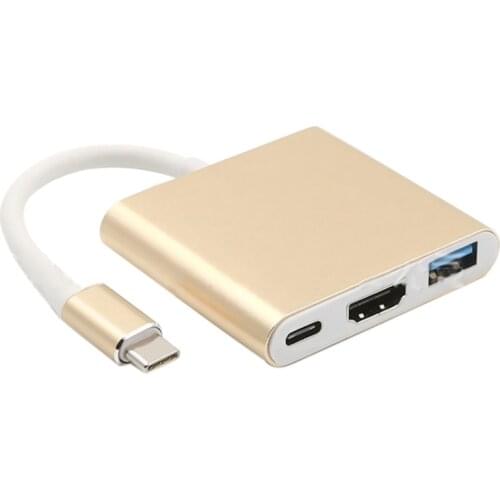 Type-C to USB 3.0 Hub Converter 3 in 1 Compatible with HDMI, Suitable for Mobile Phones, Tablets, Laptops