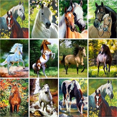 HUACAN 5d Diamond Painting Horse Mosaic Rhinestones Pictures DIY Diamond Embroidery Animal Home Decor Craft Kit