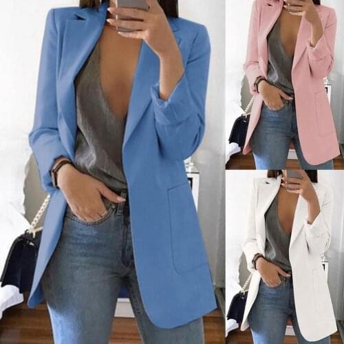 2020 women blazer Solid Office Ladies Plaid Blazer Long Sleeve Loose Houndstooth Suit Coat Jacket Women blazers женские костюмы