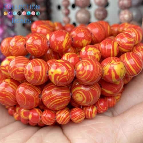 Synthetic Fuchsia Malachite Stones Beads Loose Spacer Round Beads For Jewelry Making 4-12 MM DIY Bracelet Accessories Wholesale