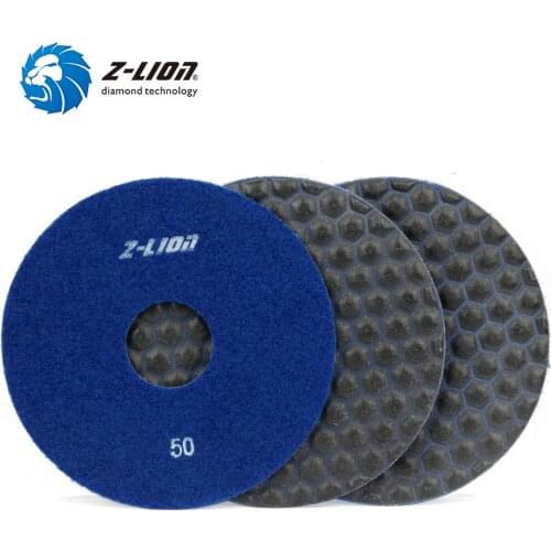 Z-LION 3pcs 6" Diamond Polishing Pads 150mm Granite Marble Concrete Grinding Disc Flexible Abrasive Wheels Dry Use For Polisher