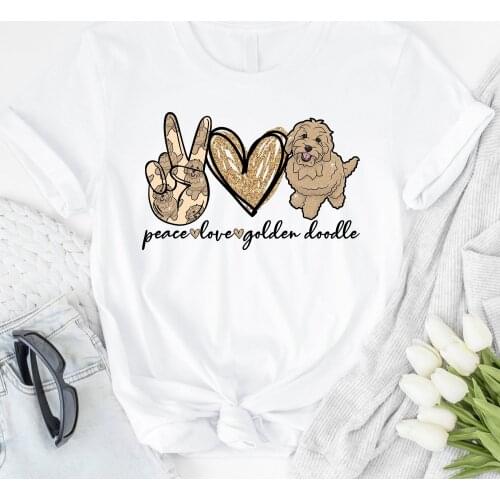 Women T-shirt Casual Ladies Basic O-collar Short Sleeved Golden Dog Print Tops Women T-shirt Girl,Drop Ship